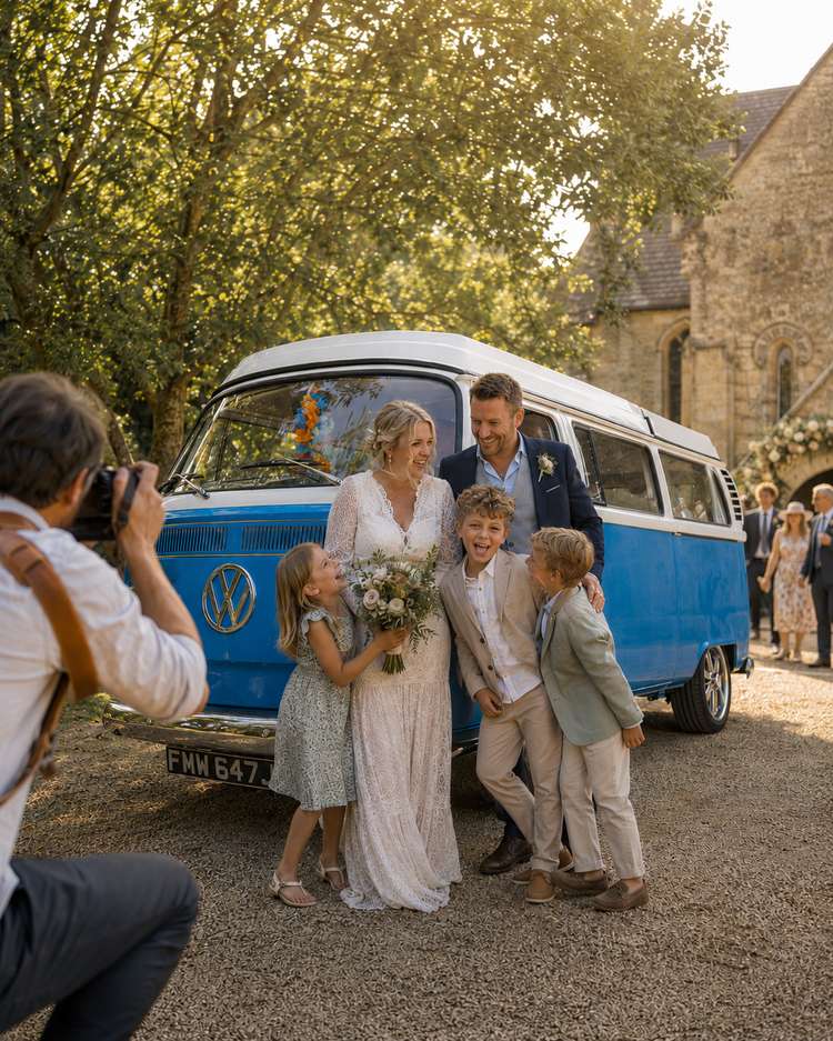 A family portrait, snatched between the ceremony and the party.