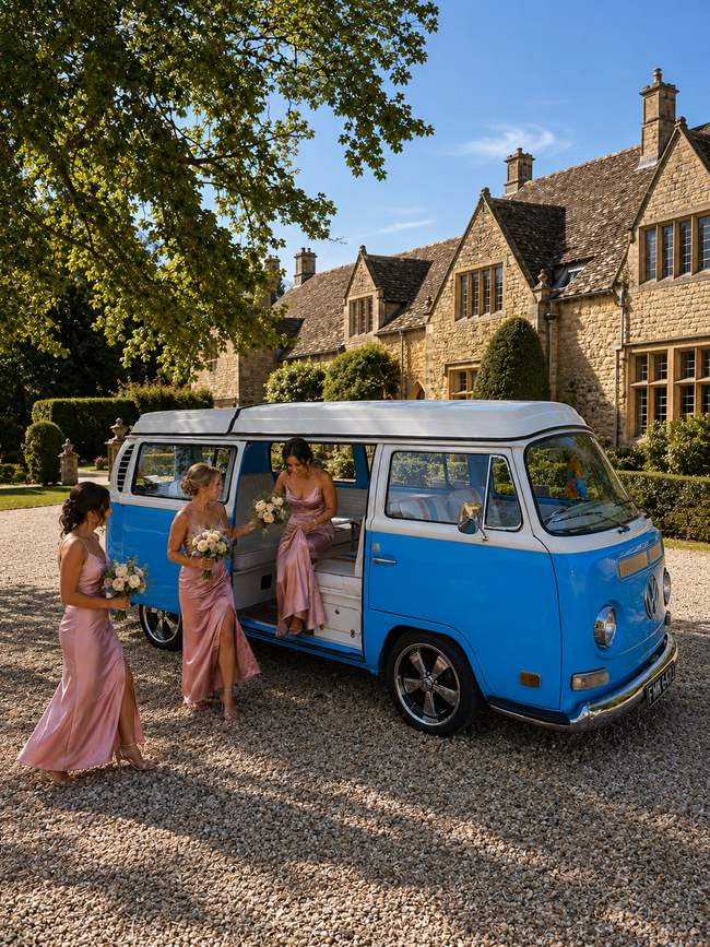 Bridesmaids on the move, Mabel keeping pace.