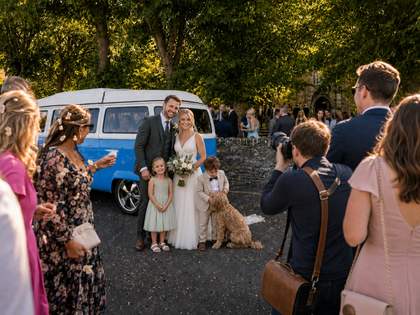 Guests and even the family dog turning out to see Mabel.