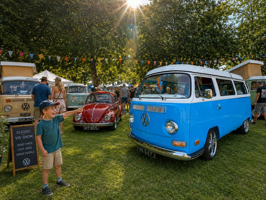 Mabel, fully restored, at a classic VW show in the UK.