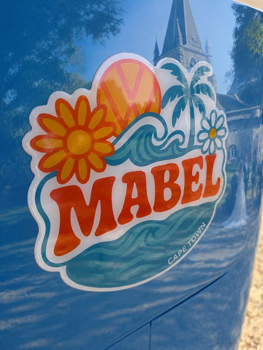Mabel's own badge, up close.