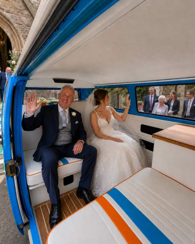 Mum and Dad, riding in style before the send-off.