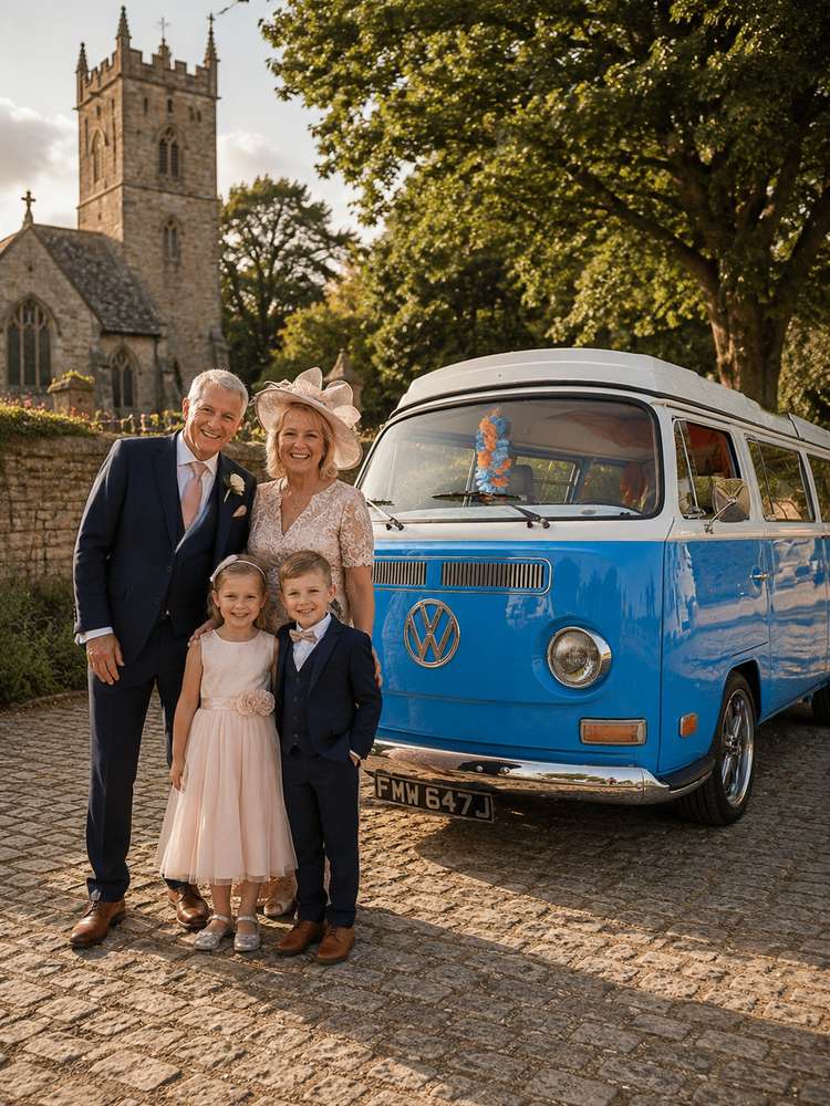 Three generations, one flower girl, one very patient camper.